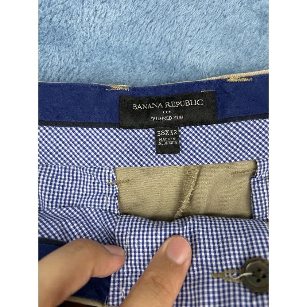 Banana Republic Pants Mens 38x32 Beige 100% Cotton Tailored Slim